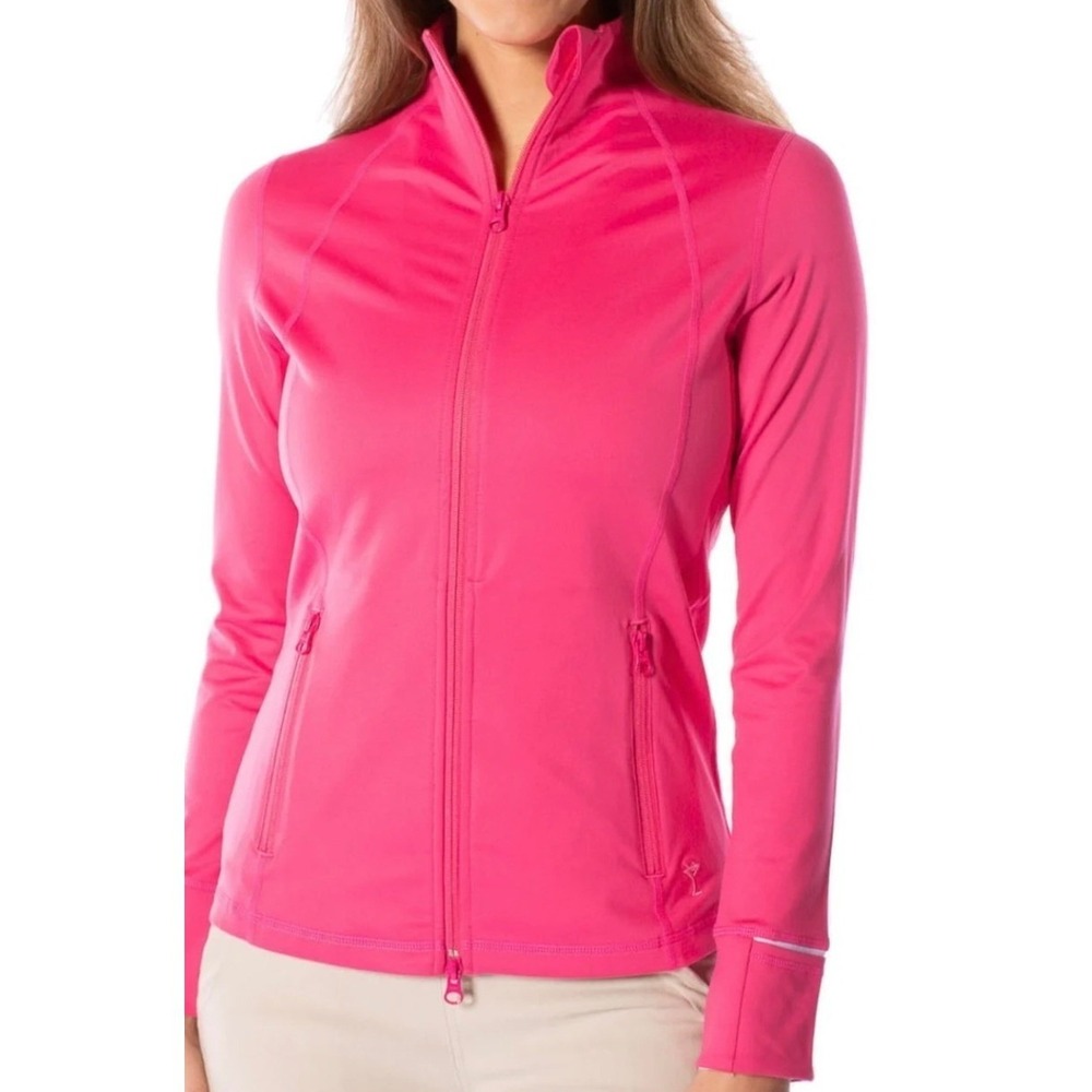 Golftini Womens Hot Pink Performance Full Zip Track Jacket Thumbholes Size M